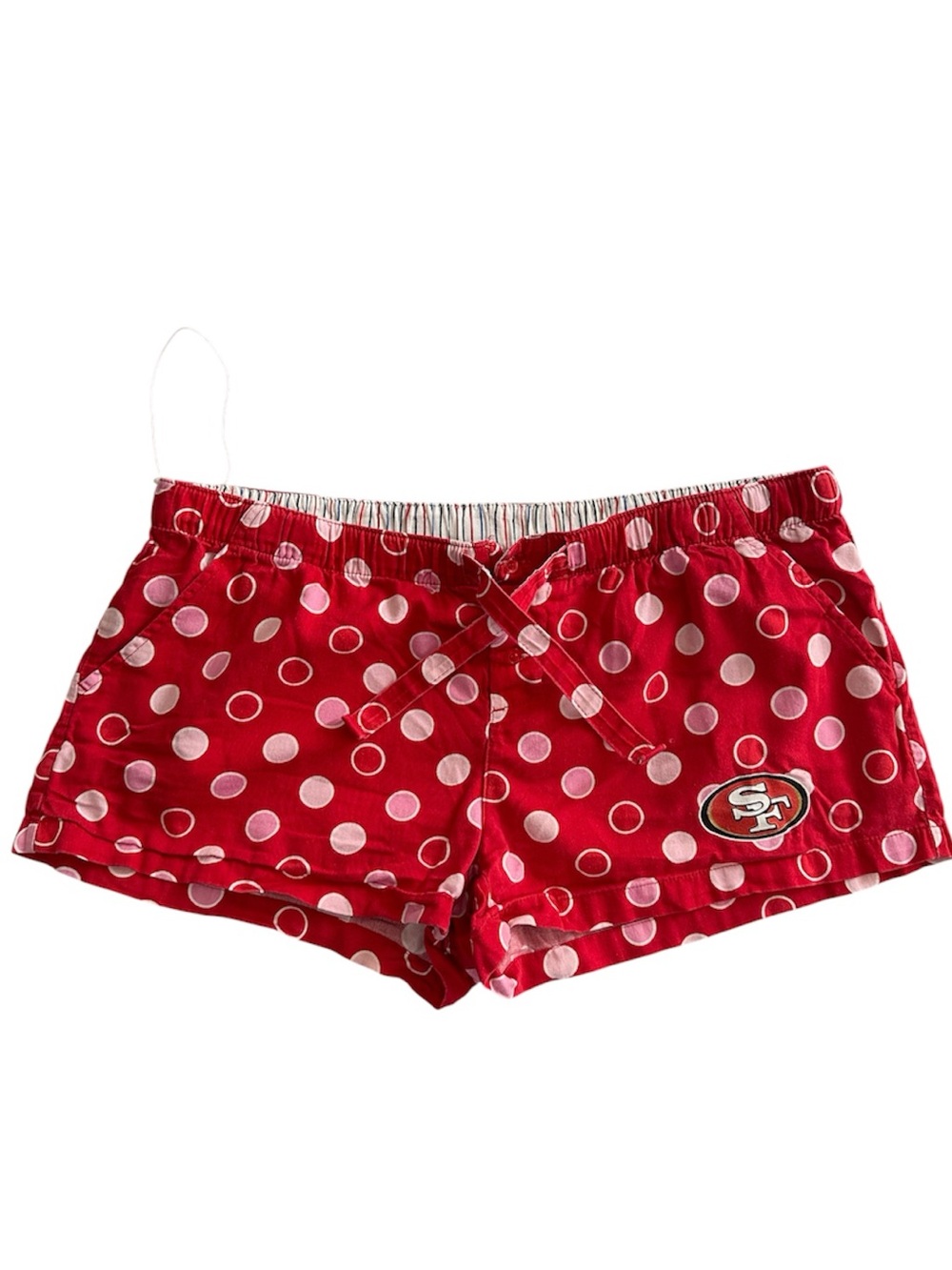 NFL Women's Pink And Red Polka Dot Athletic Lounge Mini Shorts